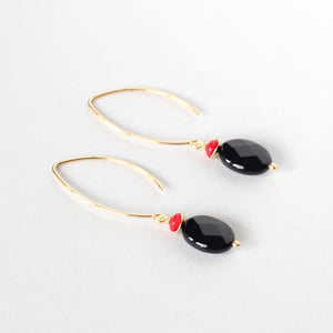 Black Onyx Red Coral Earrings Ireland