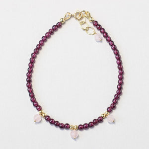 garnet rose quartz bracelet