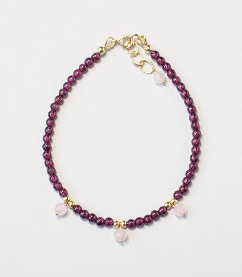 garnet rose quartz bracelet