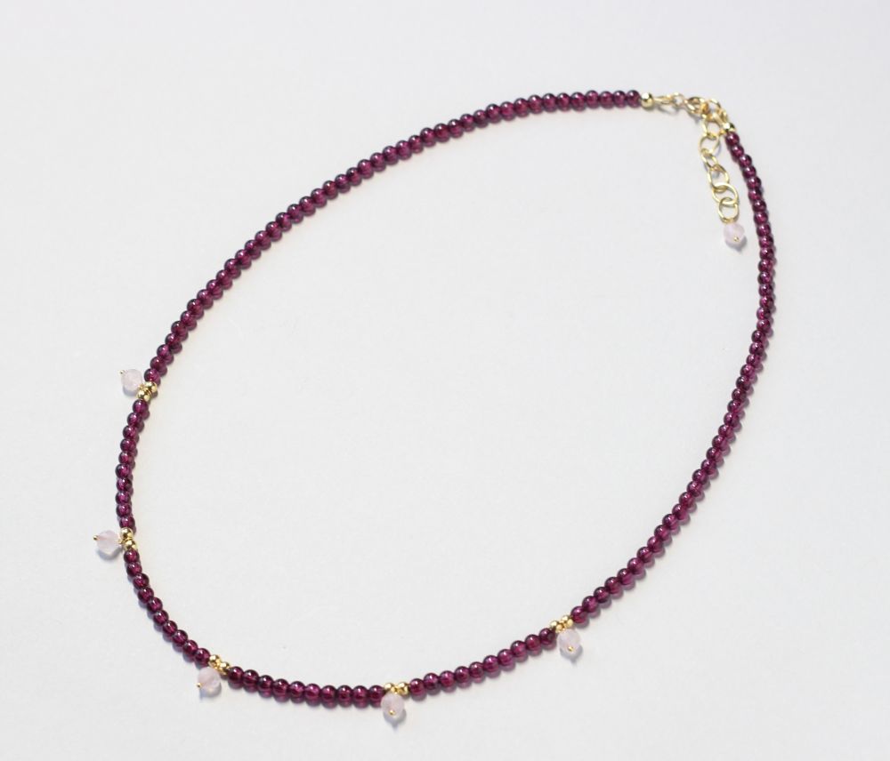 garnet rose quartz necklace ILgemstones