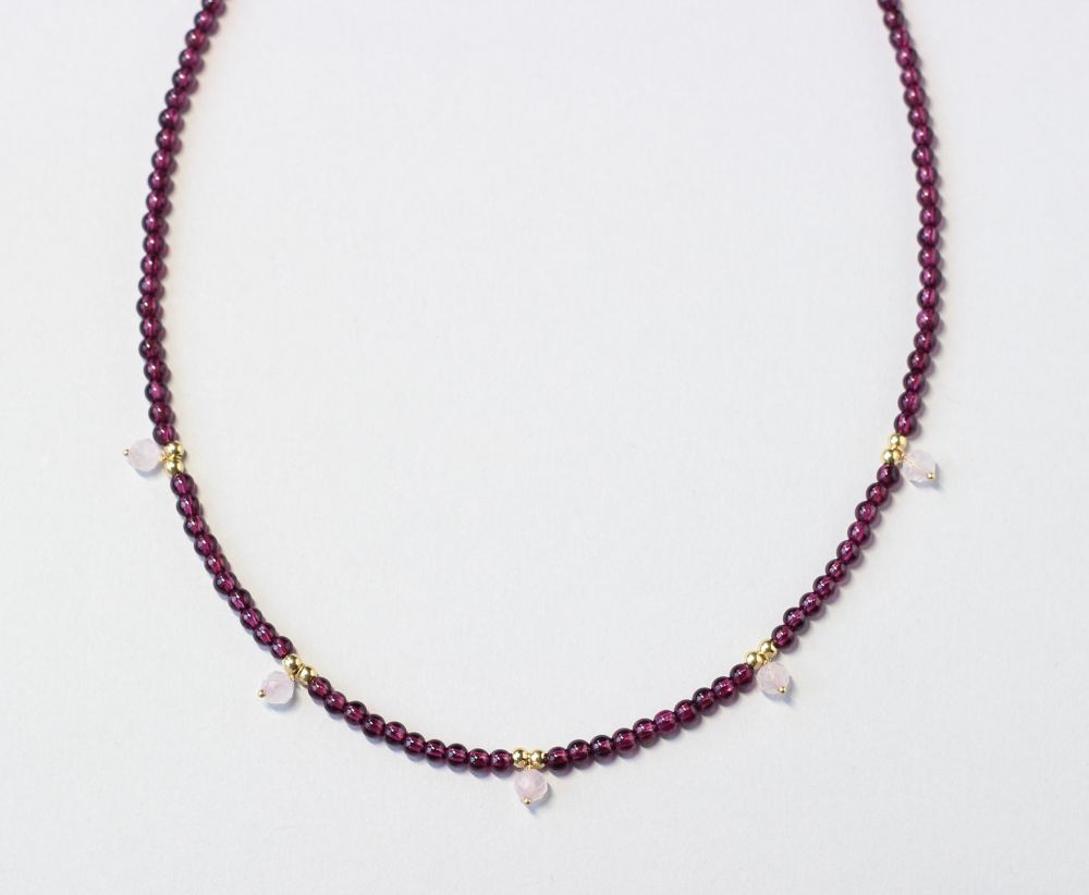 garnet rose quartz necklace Ireland