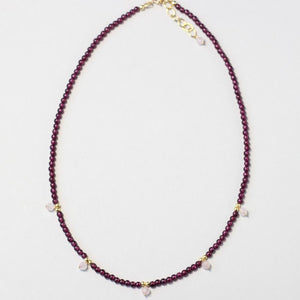 garnet rose quartz necklace