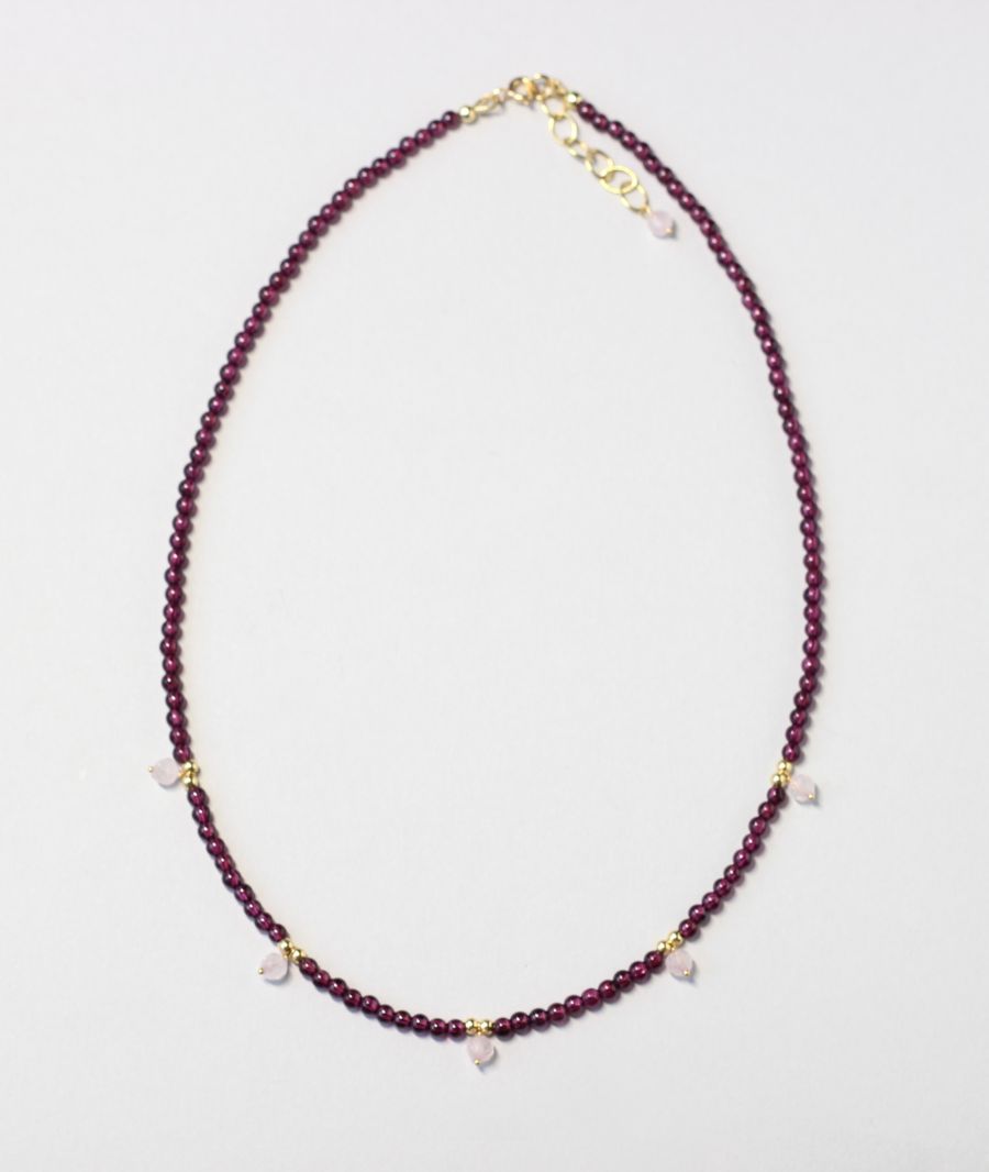garnet rose quartz necklace