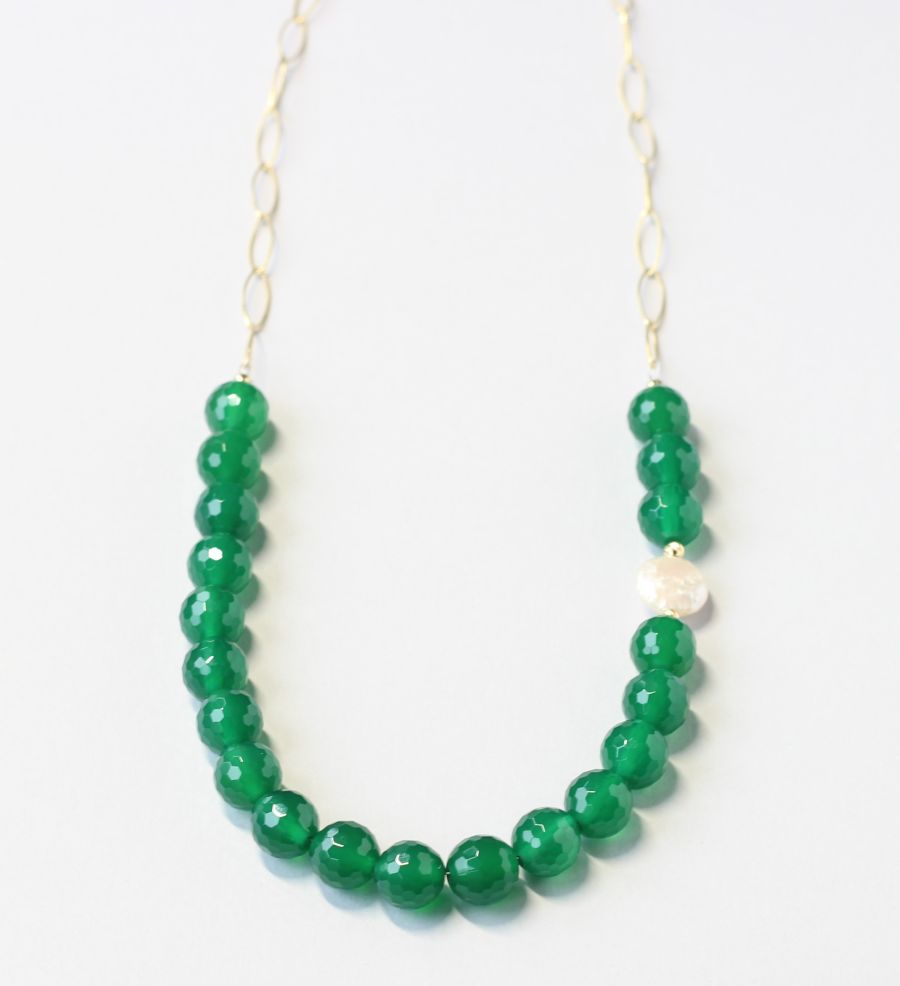 green agate gold necklace ILgemstones