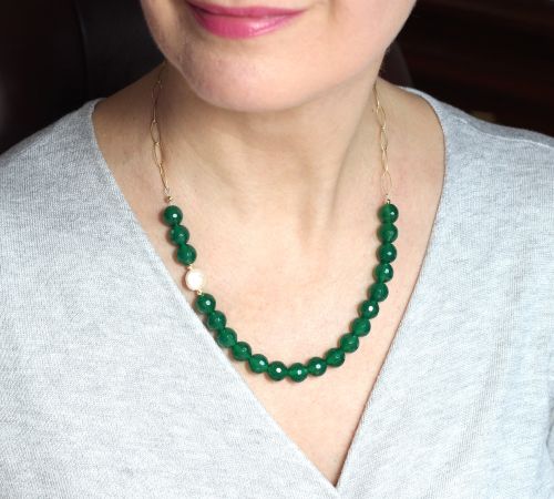 green agate gold necklace model