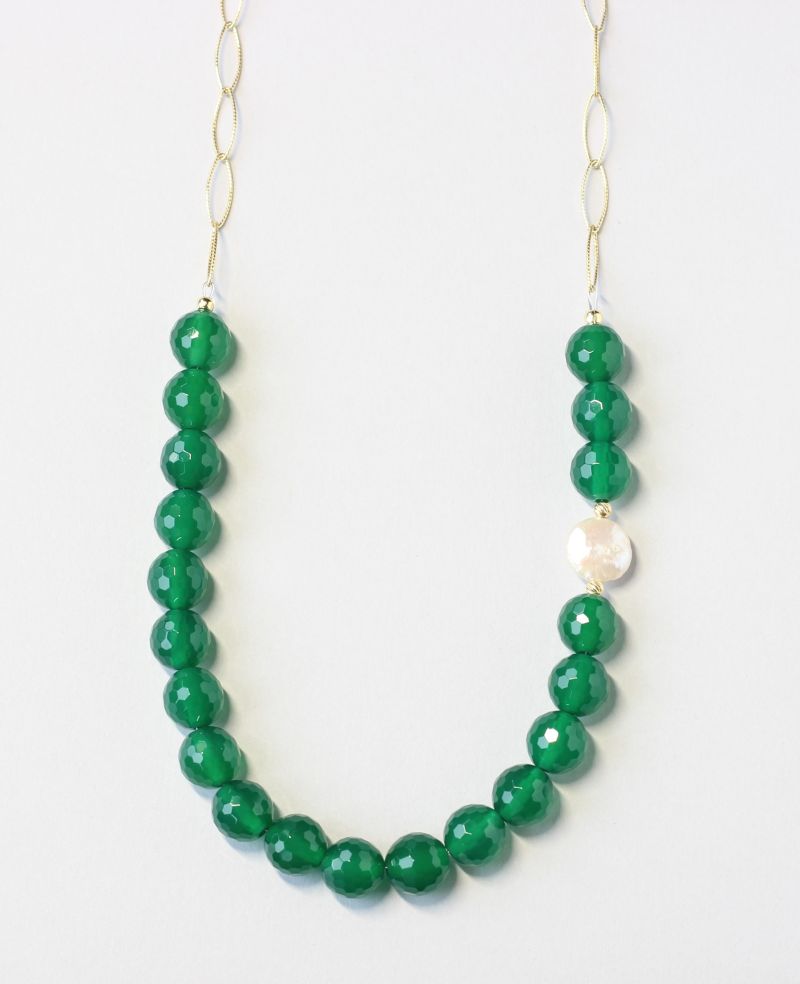 green agate gold necklace