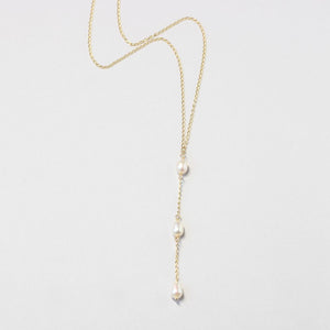 Pearl Gold Drop Necklace ILgemstones