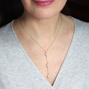 Pearl Gold Drop Necklace model