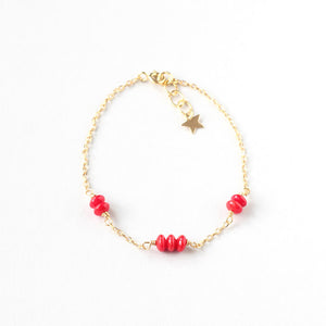 Red Coral Delicate Gold Bracelet Ireland