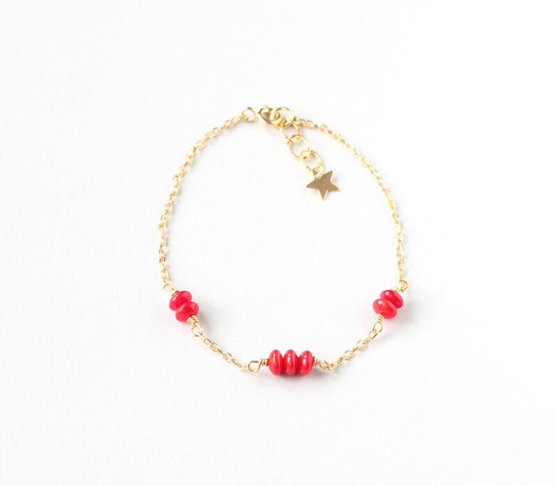 Red Coral Delicate Gold Bracelet Ireland