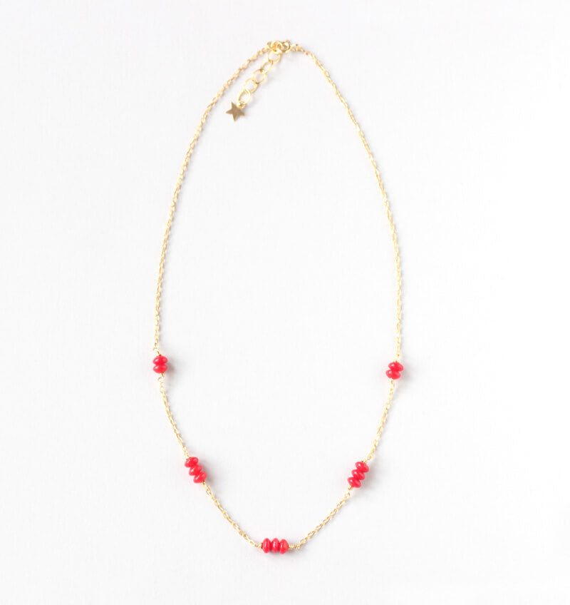 Red Coral Delicate Gold Necklace Ireland
