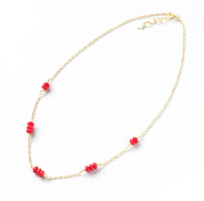red coral delicate gold necklace
