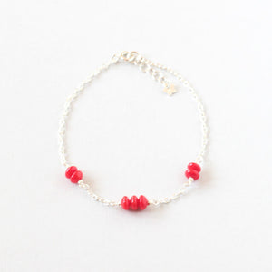 Red Coral Delicate Silver Bracelet Ireland