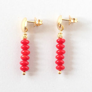 Red Coral Gold Studs