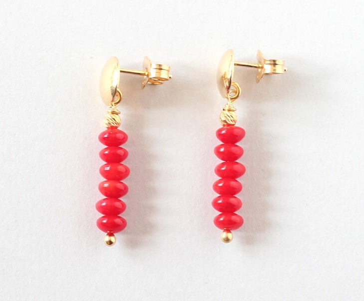 Red Coral Gold Studs