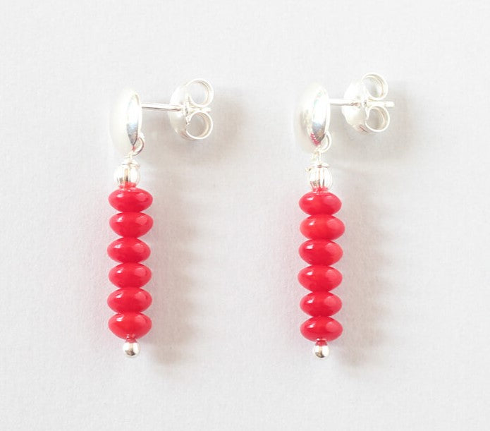 red coral silver studs