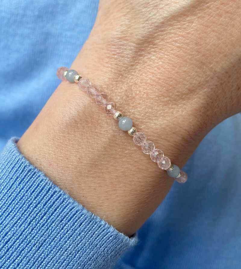 rose quartz angelite bracelet model