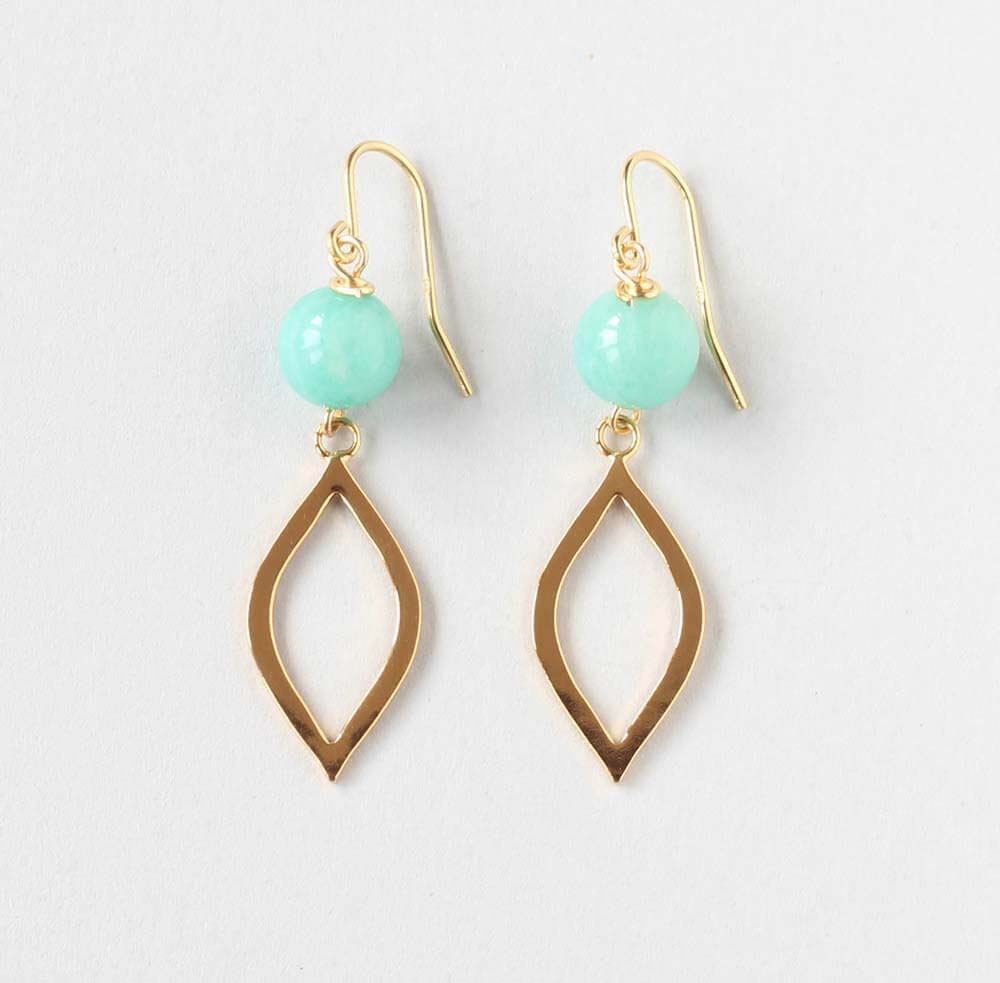 amazonite gold marquise earrings ILgemstones new