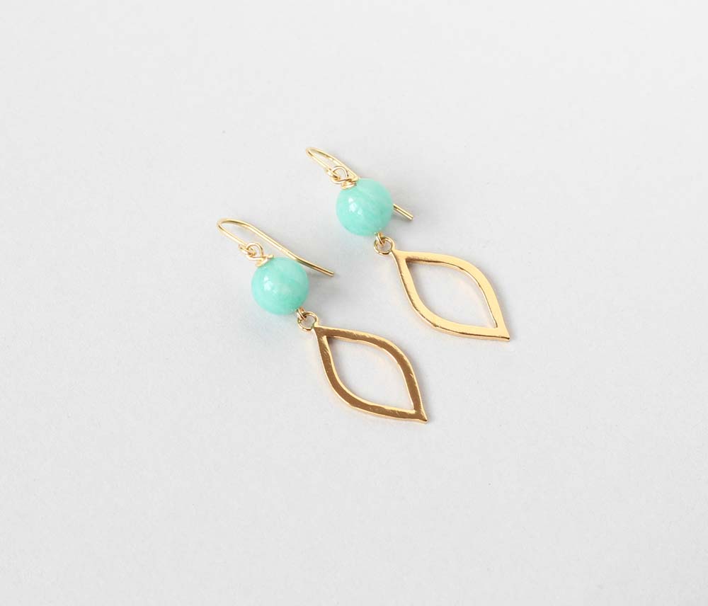 amazonite gold marquise earrings Ireland new