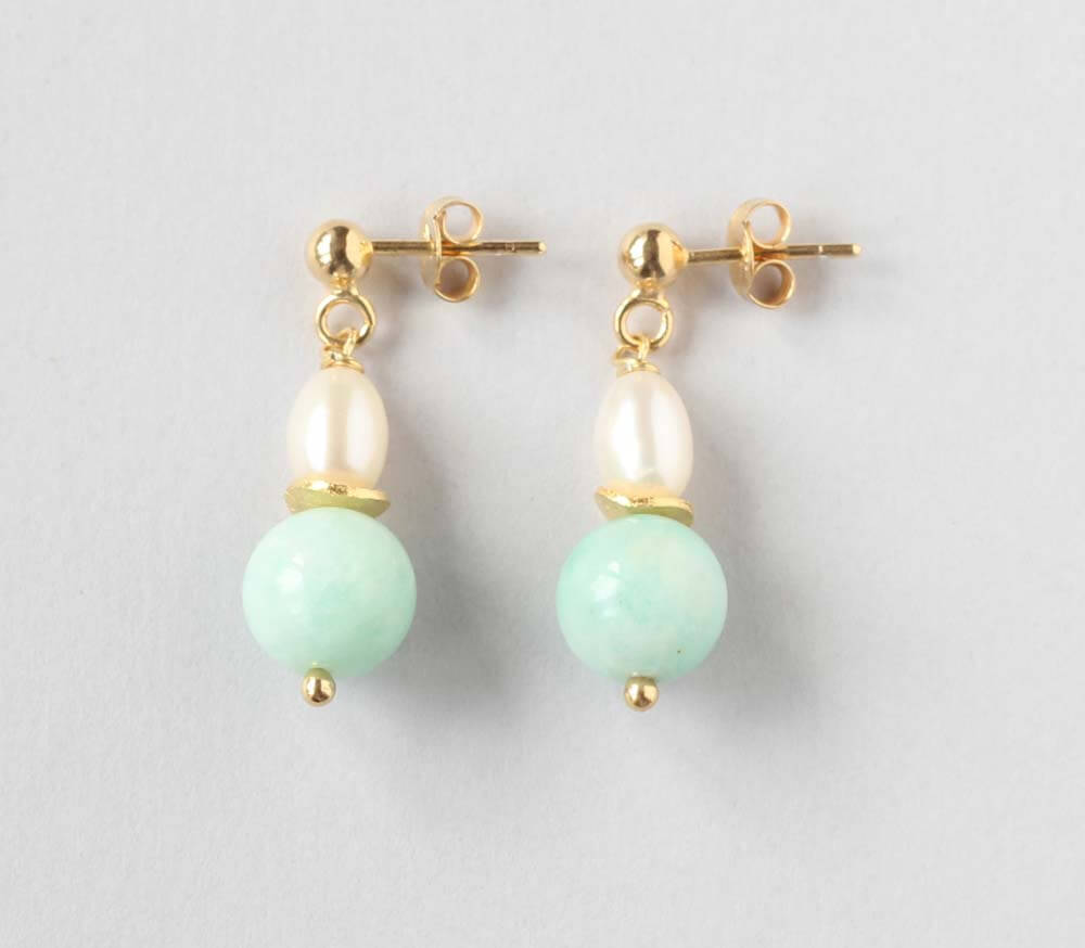 amazonite gold studs ILgemstones new