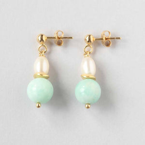 amazonite gold studs ILgemstones new