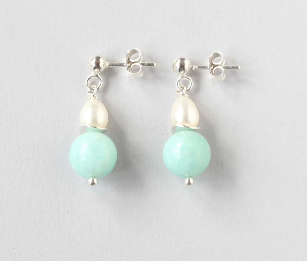 amazonite silver studs ILgemstones new