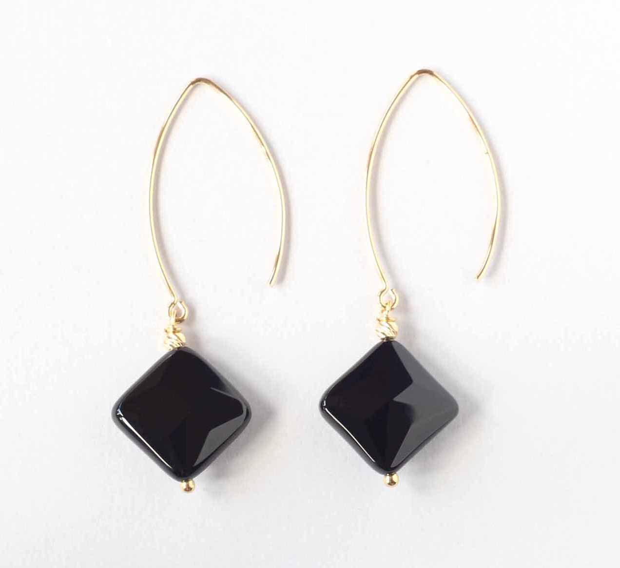 black onyx diamond earrings ILgemstones new