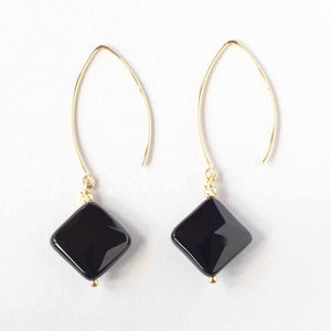 black onyx diamond earrings ILgemstones new