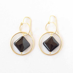 black onyx diamond hoops ILgemstones new