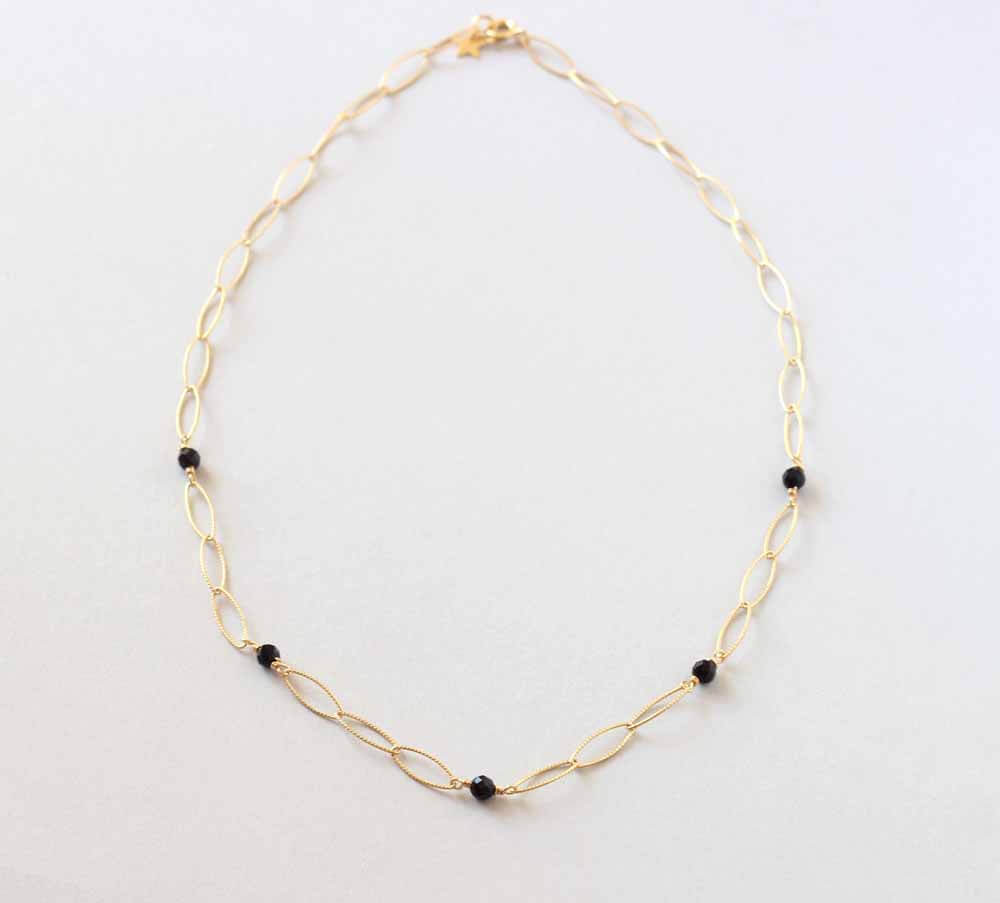 black onyx gold necklace smaller beads 2
