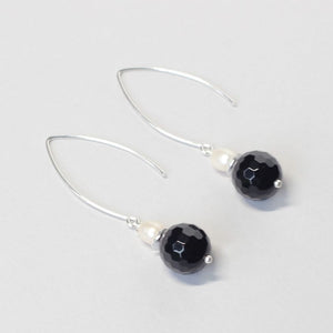 black onyx pearl earrings long Ireland