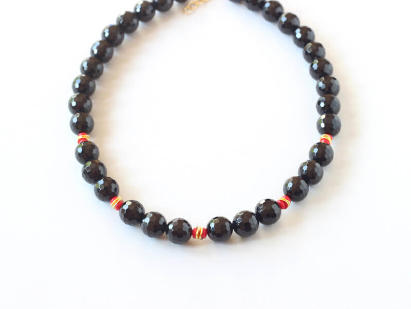 Black Onyx Red Coral Chunky Necklace Dublin