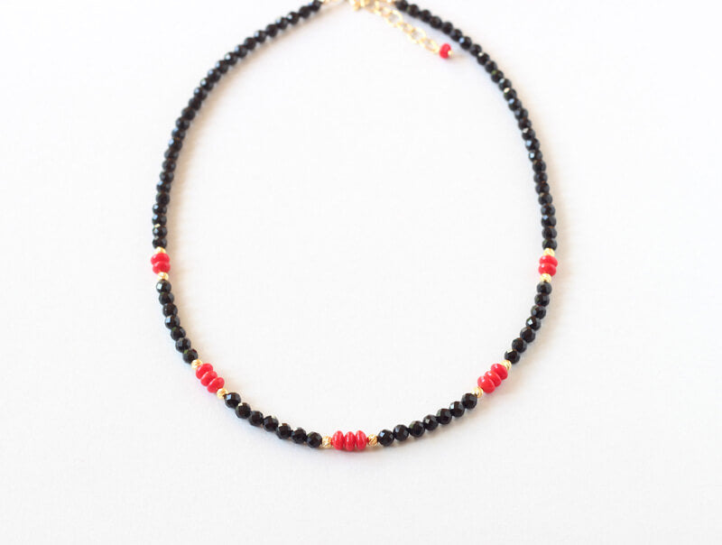 Black Onyx Red Coral Necklace Ireland