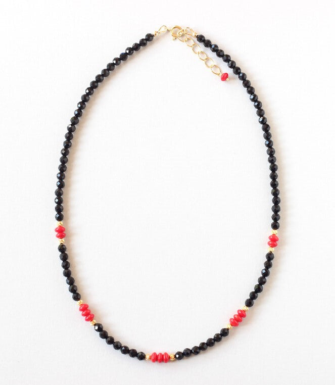 black onyx red coral necklace