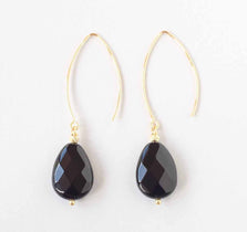 black onyx teardrop earrings ILgemstones new2