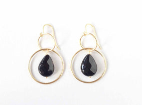 black onyx teardrop hoops ILgemstones new