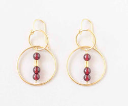 garnet gold hoops earrings ILgemstones new2