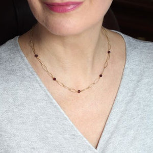 garnet necklace model
