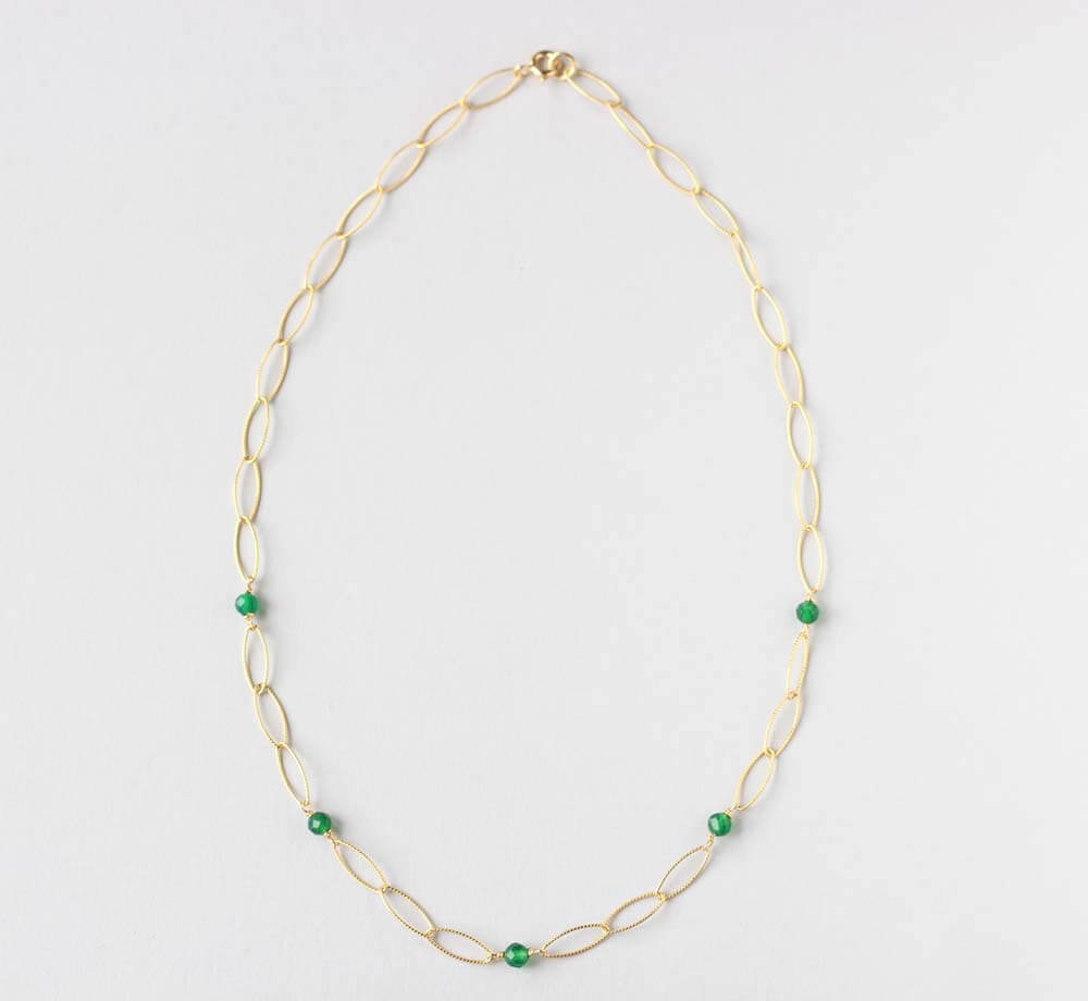 green agate chain necklace small