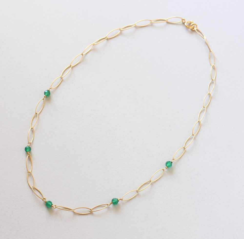 green agate chain necklace smaller beads