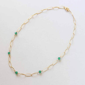 green agate chain necklace smaller beads