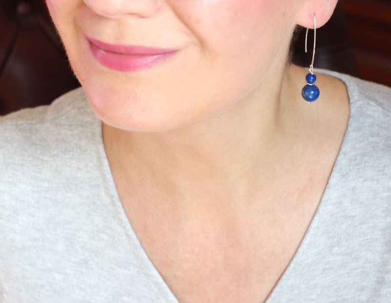 lapis lazuli silver earrings model