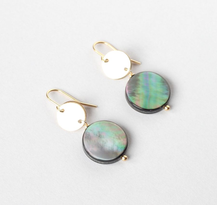 Mother of Pearl Black Disc Earrings Ireland