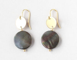 Mother of Pearl Black Disc Earrings