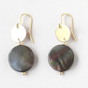 Mother of Pearl Black Disc Earrings