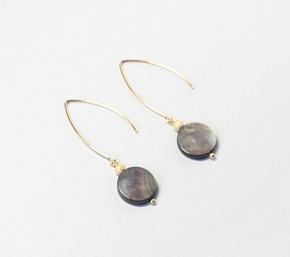 mother of pearl black gold earrings ILgemstones
