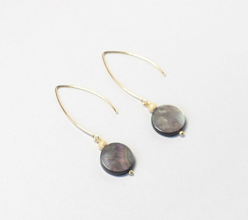 mother of pearl black gold earrings ILgemstones