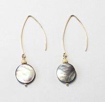 mother of pearl black gold earrings