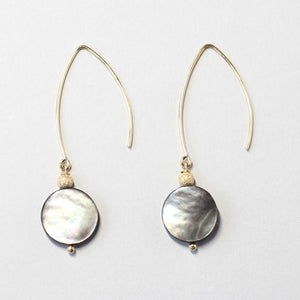 mother of pearl black gold earrings