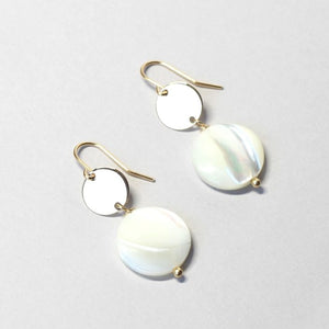 Mother of Pearl White Disc Earrings Ireland